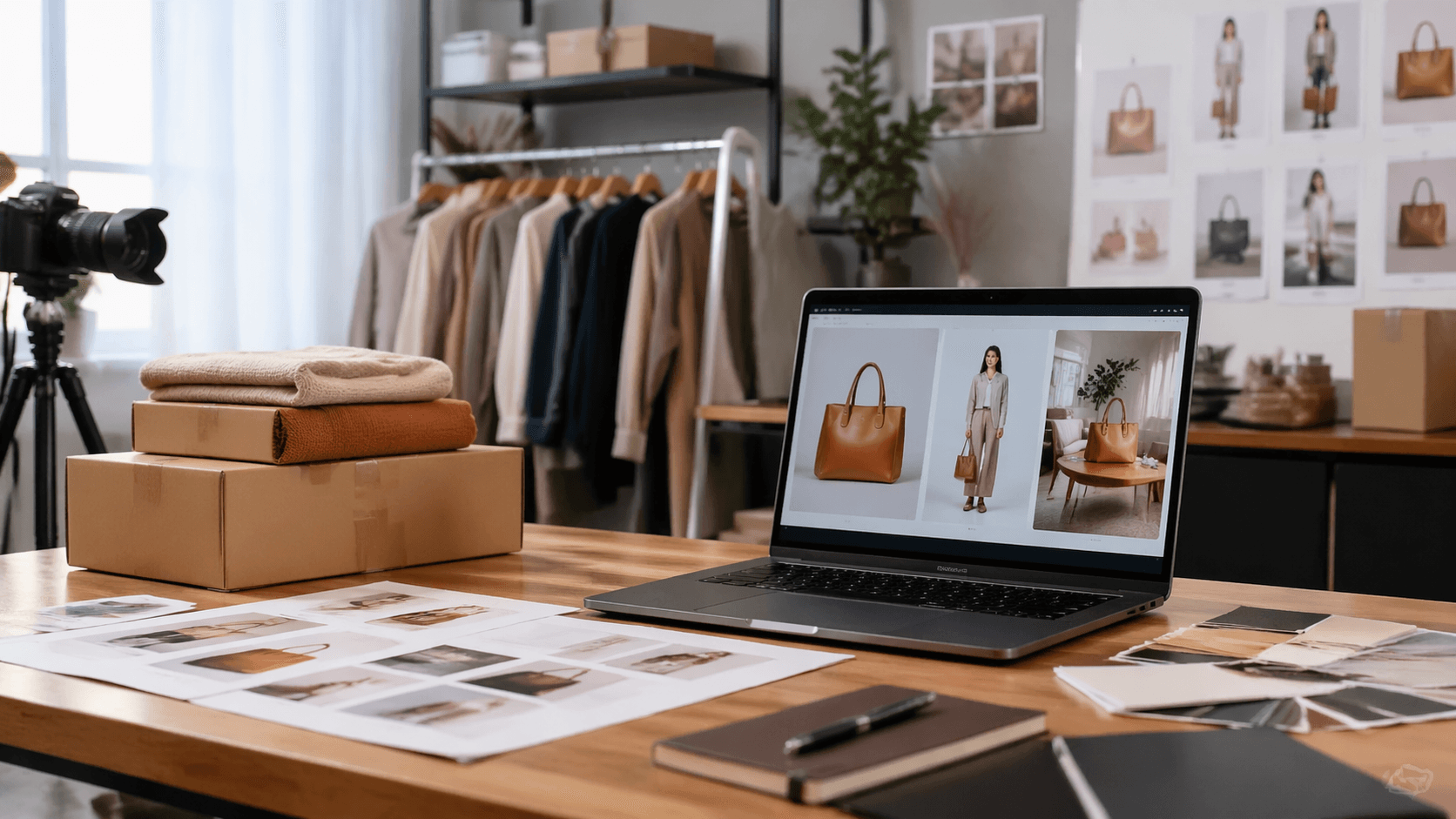 Coperta Rivya pentru imagini ecommerce, cu variante de catalog, asseturi de listing de produs, cadre lifestyle si revizuire de pregatire pentru magazin.